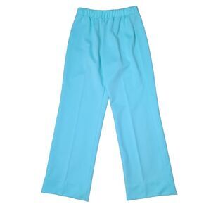 Vintage 70s Mint Green High Rise Elastic Waist Pull On Wide Leg Pant